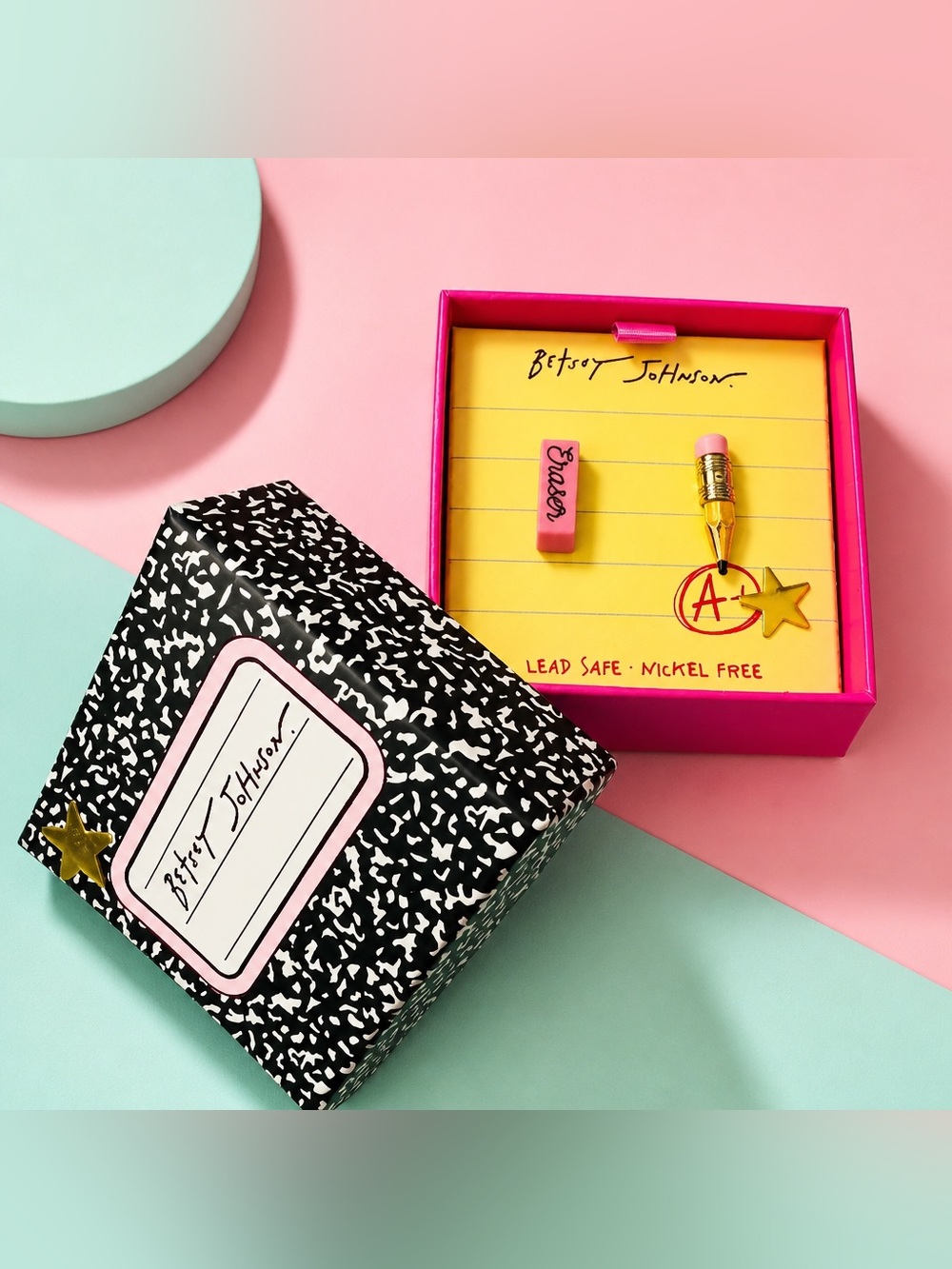 Straight A style! Betsey Johnson Eraser & Pencil mismatch studs